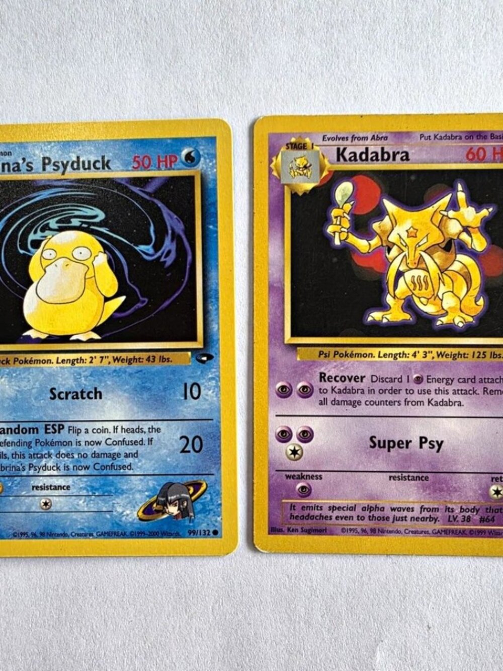 Wizards of the Coast Pokemon TCG Gym Challenge 2-Card Lot Psyduck/Kadabra